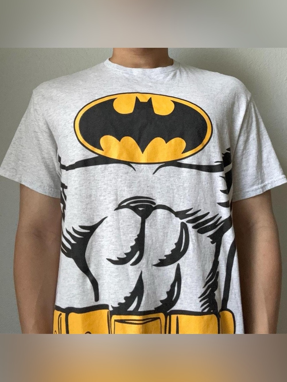 Vintage 1990s Rubies Batman Logo Graphics Gray Tee Shirt